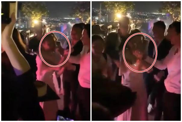 Mai Tài Phến có hành động chăm sóc ân cần với Mỹ Tâm. Ảnh cắt từ clip Mai Tài Phến có hành động chăm sóc ân cần với Mỹ Tâm. Ảnh cắt từ clip