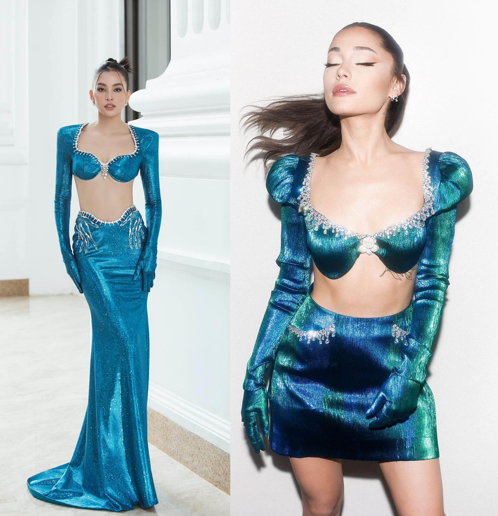 Hai chiếc váy được cho có thiết kế tương đồng.