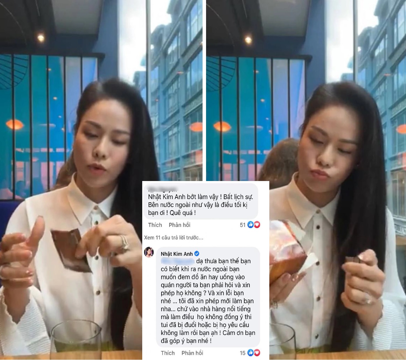 Nhật Kim Anh thẳng thắn đáp trả bình luận của dân mạng. Ảnh cắt từ clip