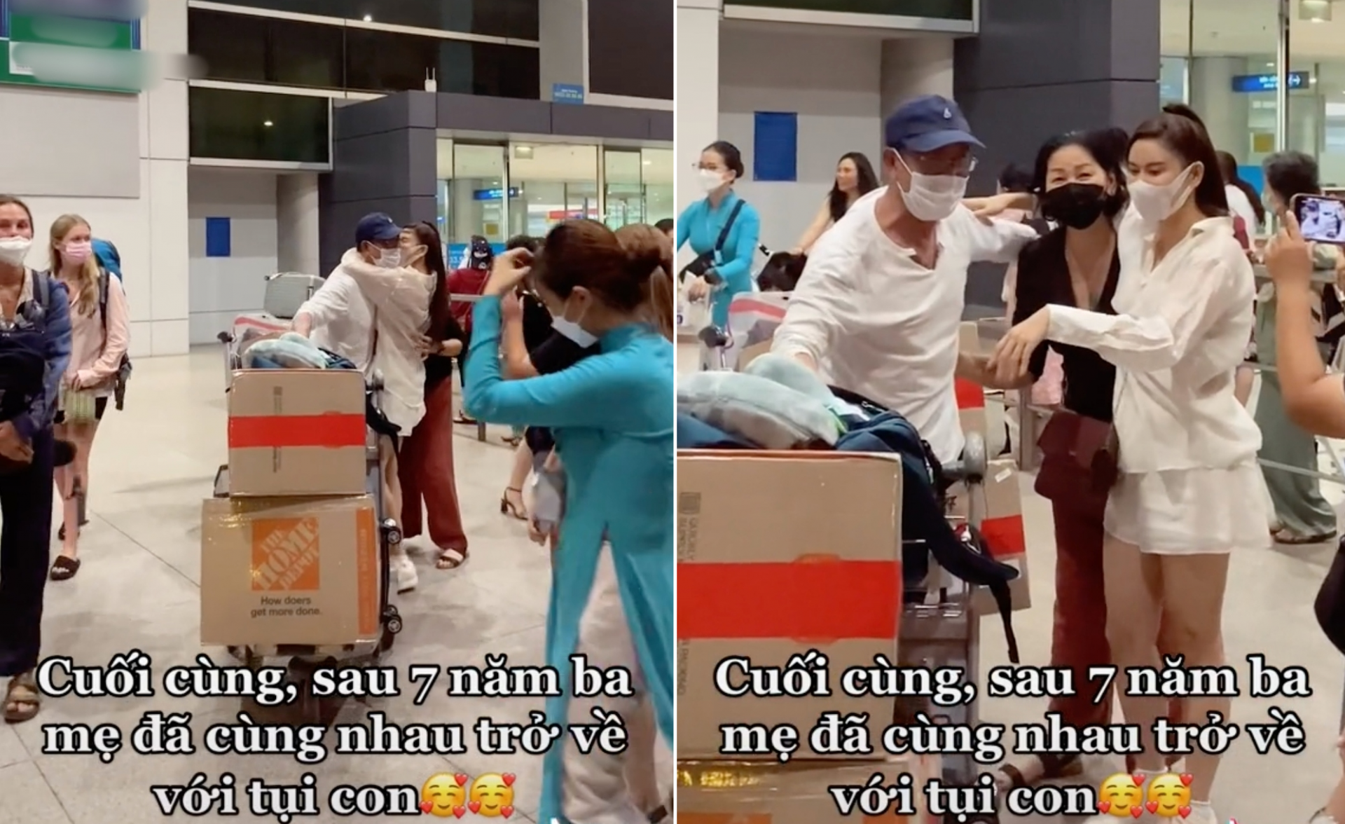 Trương Quỳnh Anh vui mừng gặp lại bố mẹ ruột sau nhiều năm căng thẳng. Ảnh cắt từ clip