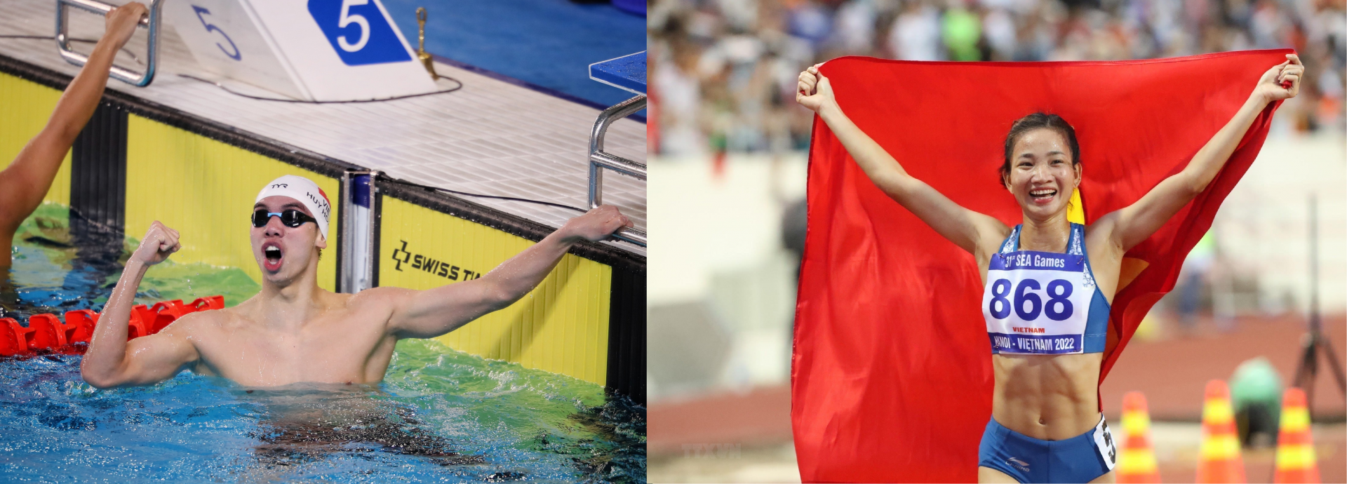 Nguyễn Thị Oanh và Nguyễn Huy Hoàng từng được lựa chọn là hai trong bốn VĐV xuất sắc SEA Games 31. Ảnh internet