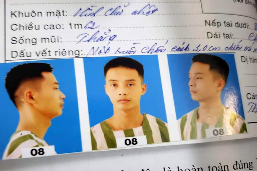 Đặc điểm nhận dạng phạm nhân Triệu Quân Sự trốn khỏi trại giam ở Thành Long, Thạch Thành (Thanh Hóa). Ảnh PLO