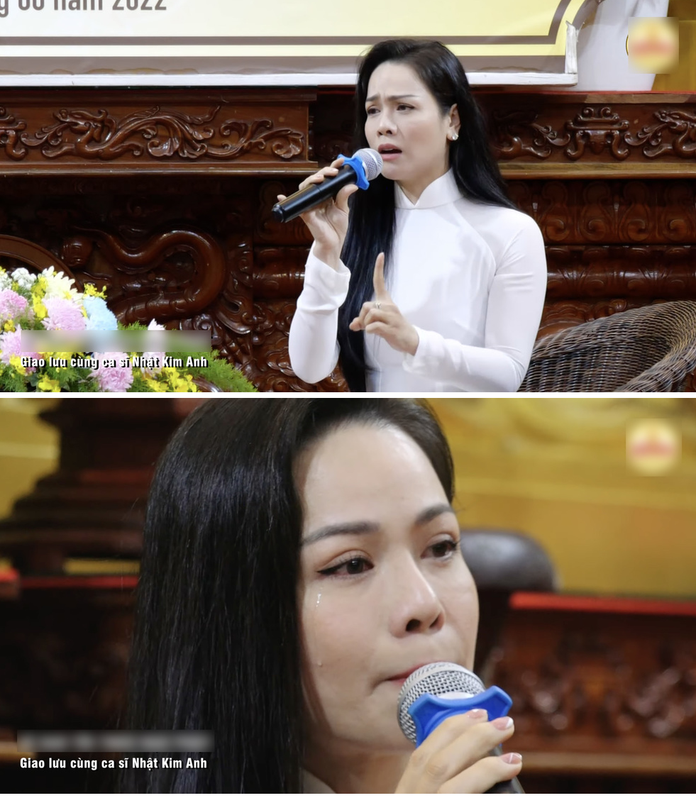 Nhật Kim Anh rơi nước mắt khi con trai không về sống chung nhà cùng. Ảnh cắt từ clip