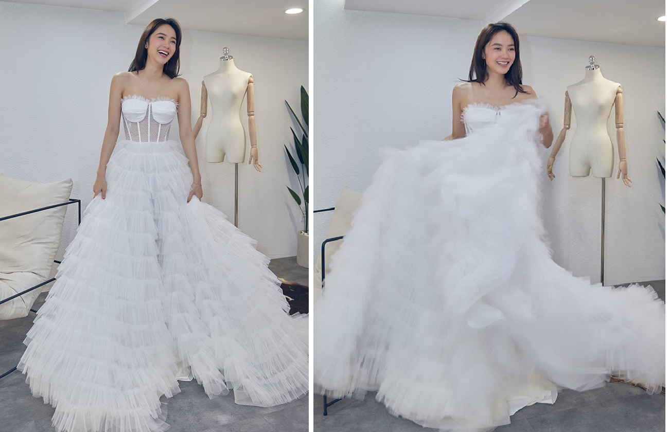 Minh Hằng thử váy cưới để chuẩn bị cho hôn lễ với bạn trai đại gia.