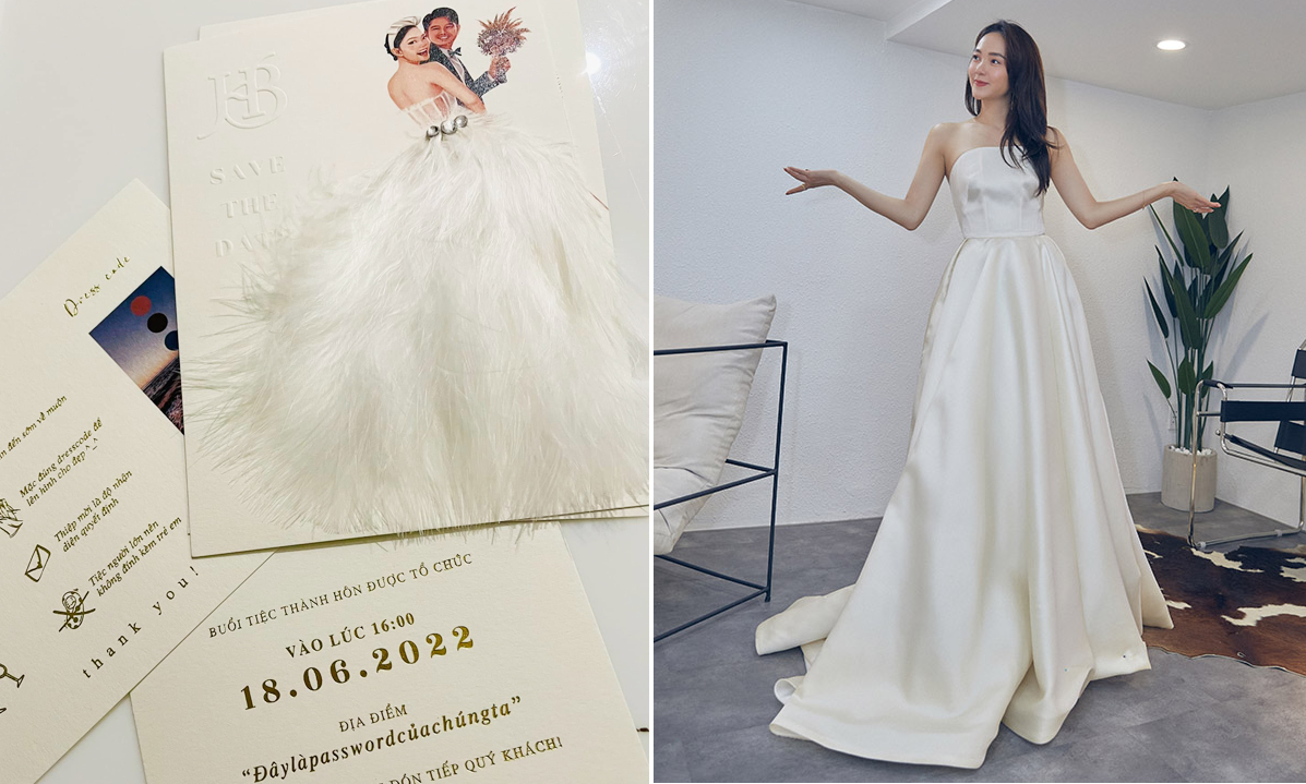 Thiệp cưới của Minh Hằng được hé lộ.