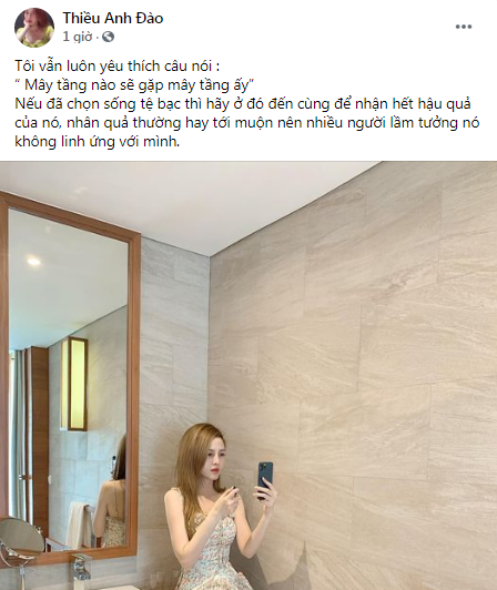 Thiều Anh Đào trước đó có đăng tải dòng trạng thái khá gay gắt. Ảnh: Facebook Thiều Anh Đào trước đó có đăng tải dòng trạng thái khá gay gắt. Ảnh: Facebook