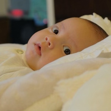 Sự tò mò của bé Lisa. Ảnh: Instagram