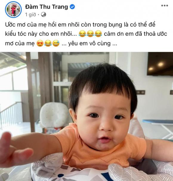 Hình ảnh bé Suchin và mái tóc độc lạ khiến dân tình thích thú. Ảnh: Facebook