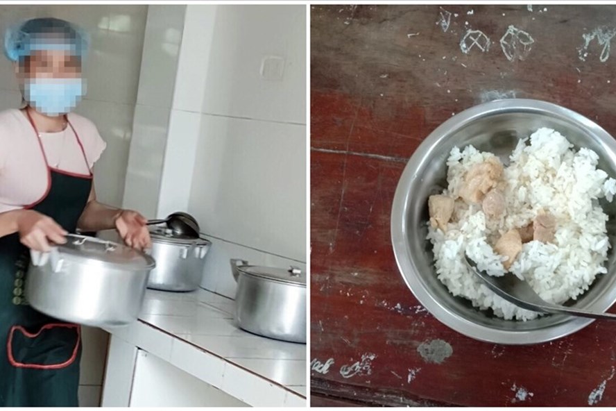 Xuất cơm bị cắt xén tại trường. Ảnh: Internet