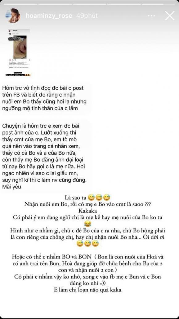 Hòa Minzy tá hỏa trước thông tin sai lệch. Ảnh: Facebook