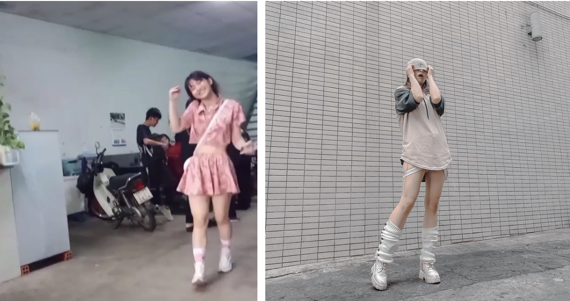Đôi chân to và thô trong clip khác xa với đôi chân thon gọn của cô nàng khi đăng ảnh đã qua chỉnh sửa. Ảnh: Facebook Đôi chân to và thô trong clip khác xa với đôi chân thon gọn của cô nàng khi đăng ảnh đã qua chỉnh sửa. Ảnh: Facebook