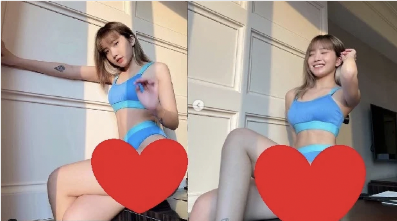 Trước đó, hot tiktoker Khánh Huyền gây chú ý với loạt hình ảnh và phong cách tạo dáng không phù hợp. Ảnh: Facebook