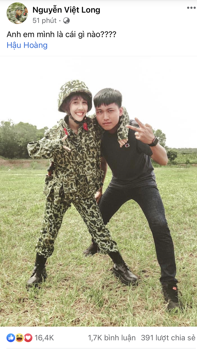 Mũi trưởng Long và Hậu Hoàng được dân tình đẩy thuyền nhiệt tình. Ảnh: Facebook Mũi trưởng Long và Hậu Hoàng được dân tình đẩy thuyền nhiệt tình. Ảnh: Facebook