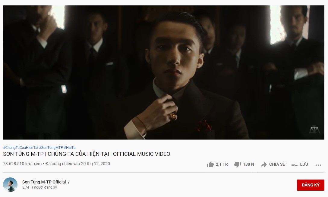 Sơn Tùng vẫn lẹt đẹt ở top dưới. Ảnh chụp màn hình