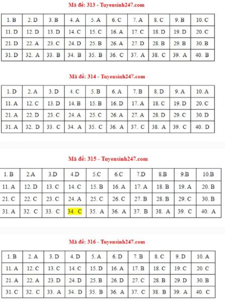Đáp án đề thi môn Lịch Sử thi THPT Quốc Gia 2021 tất cả các mã đề chính xác nhất Đáp án đề thi môn Lịch Sử thi THPT Quốc Gia 2021 tất cả các mã đề chính xác nhất
