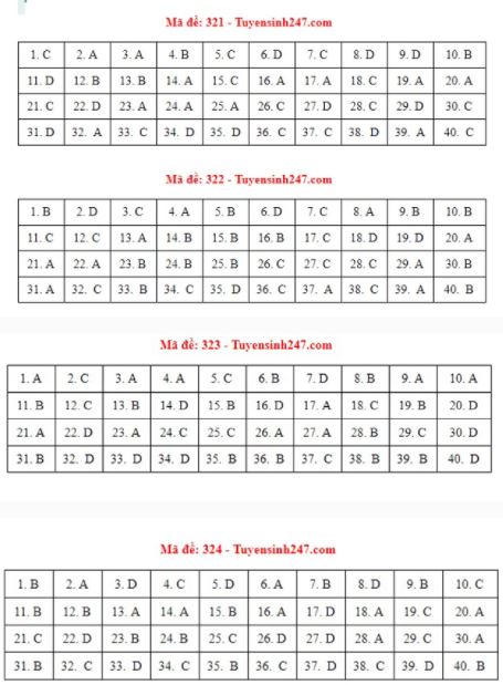 Đáp án đề thi môn Lịch Sử thi THPT Quốc Gia 2021 tất cả các mã đề chính xác nhất Đáp án đề thi môn Lịch Sử thi THPT Quốc Gia 2021 tất cả các mã đề chính xác nhất