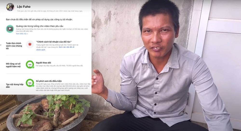 Lộc Fuho nổi lên như một hiện tượng mạng sau những đoạn clip mộc mạc. Ảnh: Internet