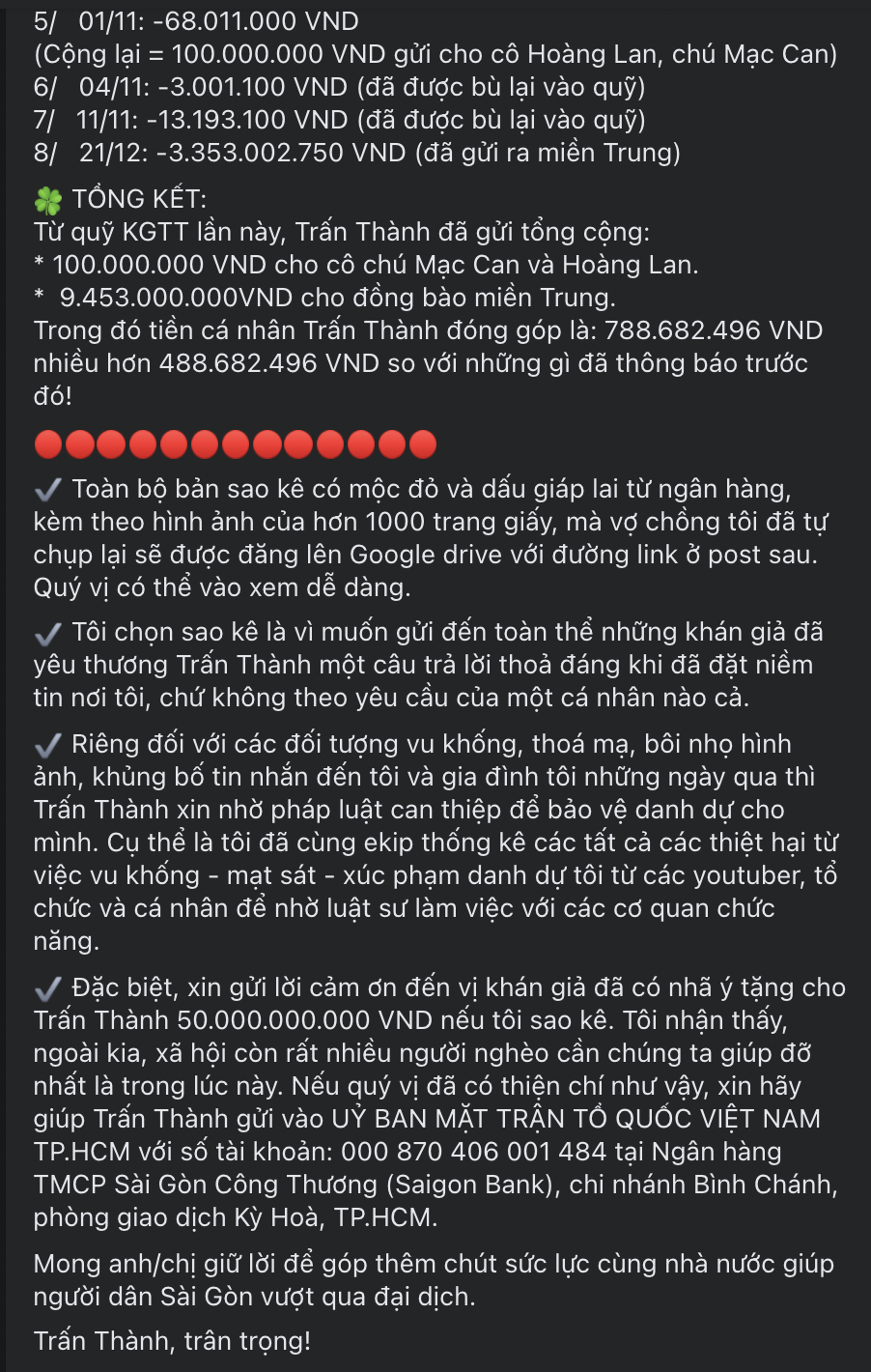 Trấn Thành lên tiếng lý giải về 'sự im lặng' giữa tâm bão sau khi tung bản sao kê 1000 trang giấy 7 Trấn Thành lên tiếng lý giải về 'sự im lặng' giữa tâm bão sau khi tung bản sao kê 1000 trang giấy 7