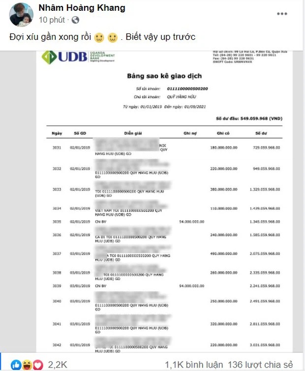 Facebooker Nhâm Hoàng Khang bị CĐM 'bóc mẽ chiêu trò' sau khi tung sao kê 'quỹ Hằng Hứu' 1 Facebooker Nhâm Hoàng Khang bị CĐM 'bóc mẽ chiêu trò' sau khi tung sao kê 'quỹ Hằng Hứu' 1