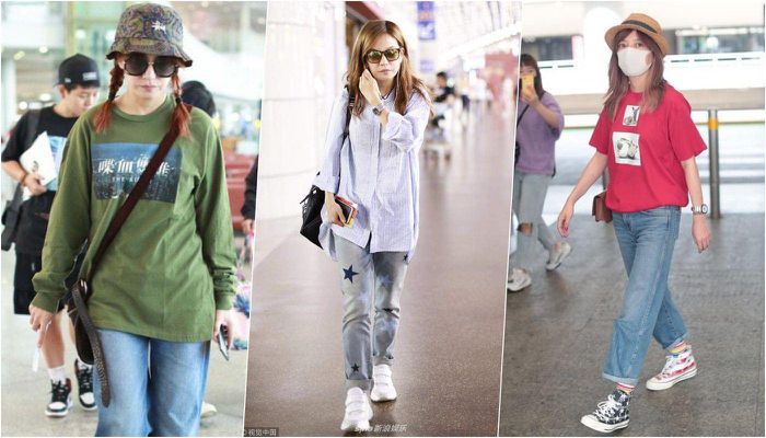 Gu thời trang sân bay đầy khó hiểu của Triệu Vy. Ảnh: Internet Gu thời trang sân bay đầy khó hiểu của Triệu Vy. Ảnh: Internet