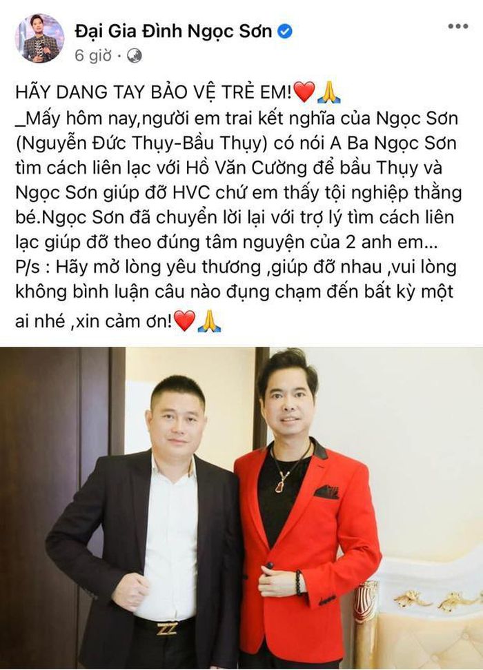 Danh ca Ngọc Sơn bất ngờ tiết lộ thông tin đáng lo về Hồ Văn Cường 1 Danh ca Ngọc Sơn bất ngờ tiết lộ thông tin đáng lo về Hồ Văn Cường 1
