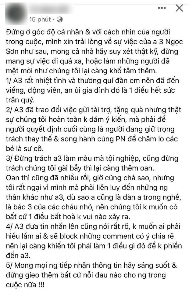 Phía ekip cố ca sĩ Phi Nhung đã lên tiếng minh oan cho danh ca Ngọc Sơn sau vụ ồn ào. Ảnh: Facebook