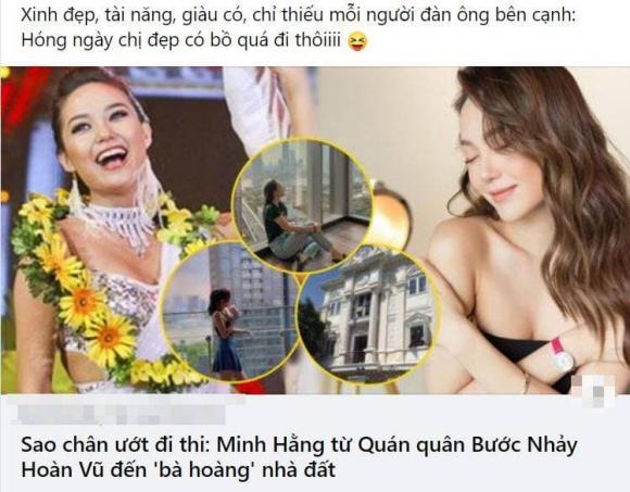 Bài viết nói về Minh Hằng được dân tình chia sẻ. Ảnh: Facebook Bài viết nói về Minh Hằng được dân tình chia sẻ. Ảnh: Facebook