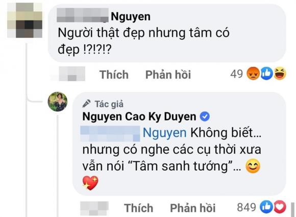 MC Kỳ Duyên đáp trả lại màn 'khịa' của một dân mạng. Ảnh: Facebook MC Kỳ Duyên đáp trả lại màn 'khịa' của một dân mạng. Ảnh: Facebook