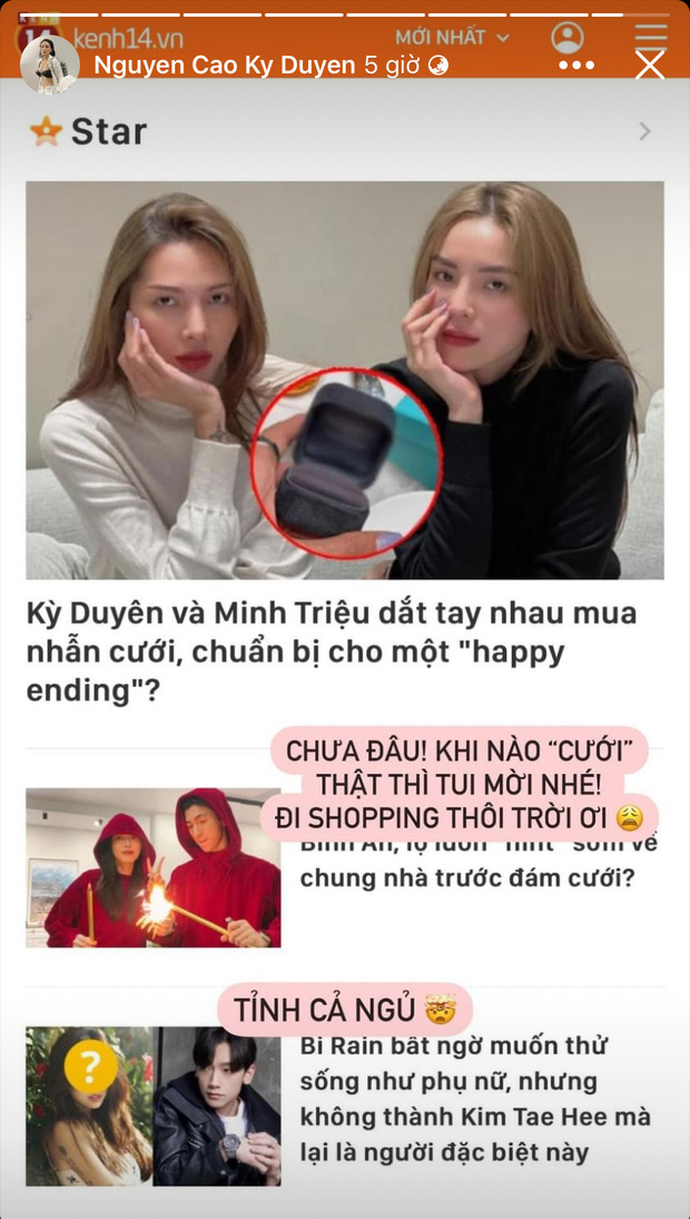 Kỳ Duyên lập tức lên tiếng về tin đồn mua nhẫn cưới chuẩn bị kết hôn với người tình đồng tính Minh Triệu. Ảnh: Facebook Kỳ Duyên lập tức lên tiếng về tin đồn mua nhẫn cưới chuẩn bị kết hôn với người tình đồng tính Minh Triệu. Ảnh: Facebook
