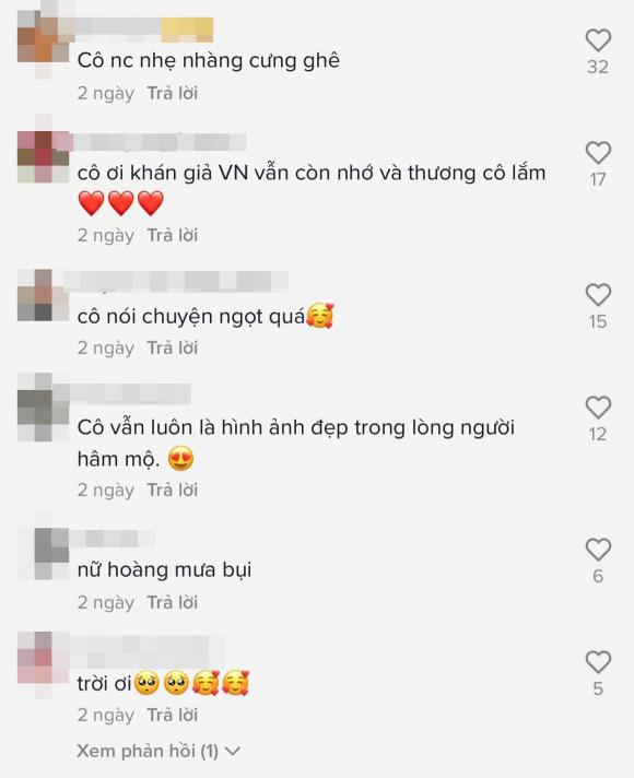 Không ít khán giả bày tỏ sự thích thú và ngưỡng mộ, muốn được nghe giọng ca 'nữ hoàng mưa bụi' một thời. Ảnh chụp màn hình Không ít khán giả bày tỏ sự thích thú và ngưỡng mộ, muốn được nghe giọng ca 'nữ hoàng mưa bụi' một thời. Ảnh chụp màn hình