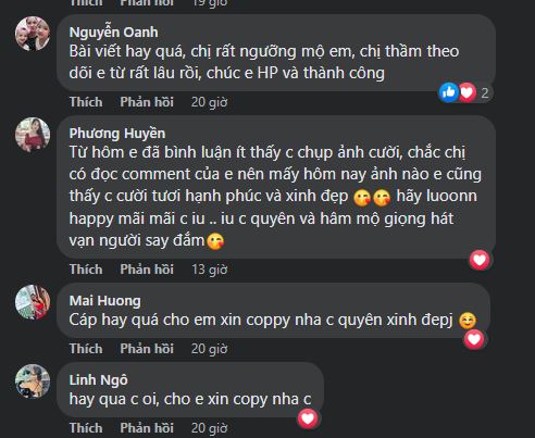 Không ít người bày tỏ đồng tình với quan điểm của Lệ Quyên về tình yêu và cuộc sống. Ảnh: Facebook Không ít người bày tỏ đồng tình với quan điểm của Lệ Quyên về tình yêu và cuộc sống. Ảnh: Facebook