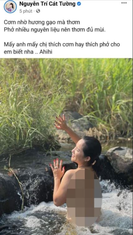 Trước đó MC Cát Tường cũng khiến dân tình phát sốt với hình ảnh bán nude. Ảnh: Facebook Trước đó MC Cát Tường cũng khiến dân tình phát sốt với hình ảnh bán nude. Ảnh: Facebook