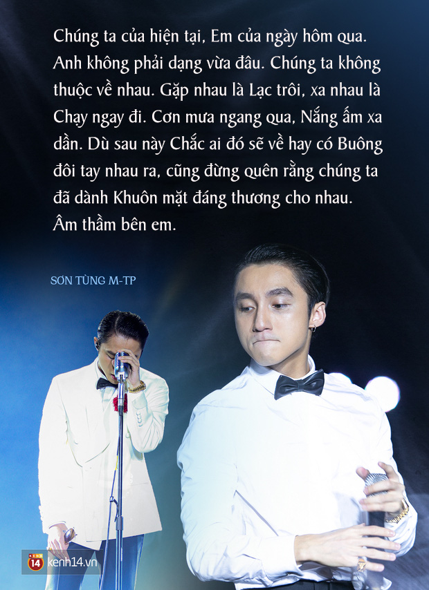 'Thương em' đã được biến hoá thành tổng hợp hàng loạt bản hit trong sự nghiệp của Sơn Tùng. Ảnh: Kenh14 'Thương em' đã được biến hoá thành tổng hợp hàng loạt bản hit trong sự nghiệp của Sơn Tùng. Ảnh: Kenh14