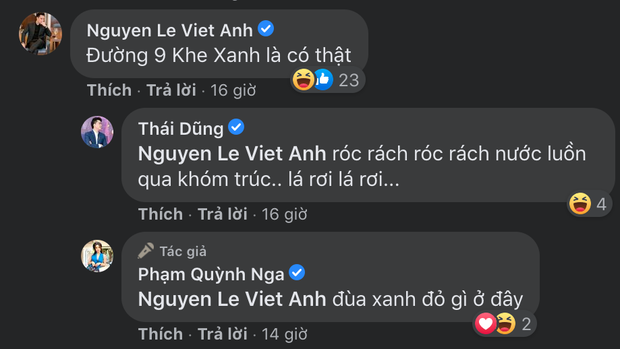 Bình luận này khiến dân tình liền cho rằng Việt Anh đang chơi chữ và có ẩn ý nói tới vòng 1 lấp ló sau chiếc áo xanh của Quỳnh Nga. Anh còn mượn lời bài hát để trêu trọc đàn em, ý nói tới vòng 1 nóng bỏng của Quỳnh Nga.