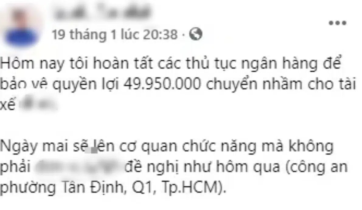 Thông tin mới vụ khách chuyển nhầm 50 triệu cho cuốc xe Grab 25.000 đồng, nhận xong tài xế 'mất tích' - Ảnh 1