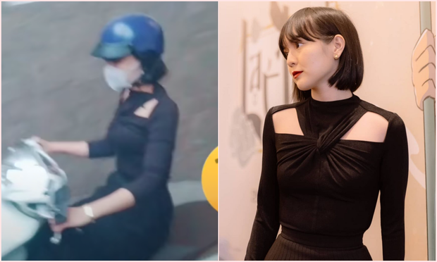 Trang phục của cô gái đi xe máy rất giống Hải Tú.