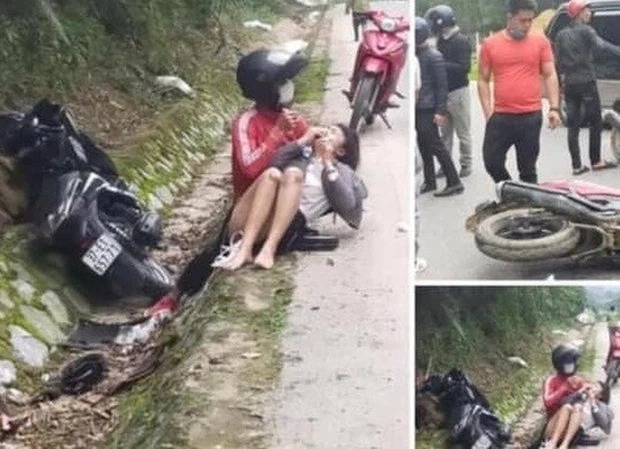 Mạnh đi lại tại hiện trường tỏ vẻ vô can.