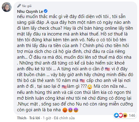 Tố Quỳnh Như 'ăn chặn' trợ cấp Covid-19, Hoàng Anh bị vợ cũ đáp trả như viết văn tế