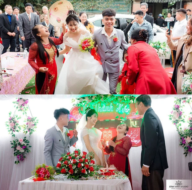 Trong mọi khoảnh khắc bà mẹ chồng này luôn nở nụ cười cực tươi. Bởi vậy, cô dâu chú rể cũng rất thoải mái, cười thả ga ở mọi góc máy. Ảnh: FB