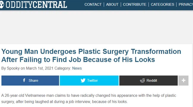 Báo Anh đưa tin về hành trính thẩm mỹ của Quyền.