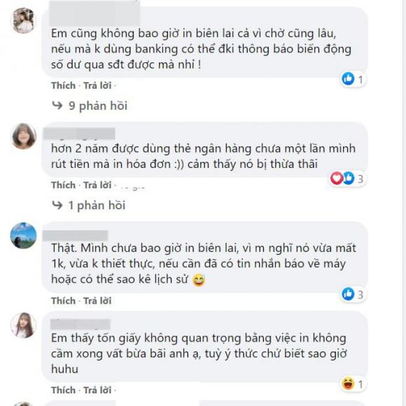 Rất nhiều người cho rằng việc in biên lai là không cần thiết, vừa tốn giấy lại mất vệ sinh môi trường. Rất nhiều người cho rằng việc in biên lai là không cần thiết, vừa tốn giấy lại mất vệ sinh môi trường.