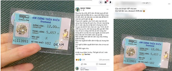 Chiếc nhẫn kim cương có giá trị 120 triệu đồng sẽ được 'hạ giá tụt quần' còn 5 triệu đồng. Ảnh: FB Chiếc nhẫn kim cương có giá trị 120 triệu đồng sẽ được 'hạ giá tụt quần' còn 5 triệu đồng. Ảnh: FB