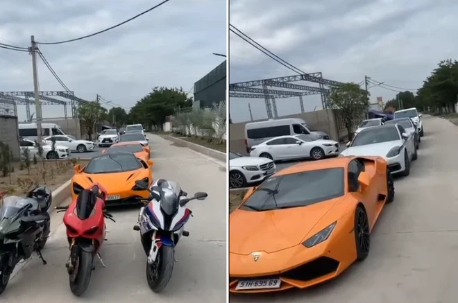 Dàn xe đỗ dài hàng chục mét trước một vườn lan tại Củ Chi. Ảnh: FB Dàn xe đỗ dài hàng chục mét trước một vườn lan tại Củ Chi. Ảnh: FB