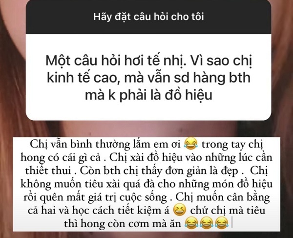 Xoài Non giải thích về lý do không thường xuyên sử dụng hàng hiệu. Ảnh: Chụp màn hình Xoài Non giải thích về lý do không thường xuyên sử dụng hàng hiệu. Ảnh: Chụp màn hình