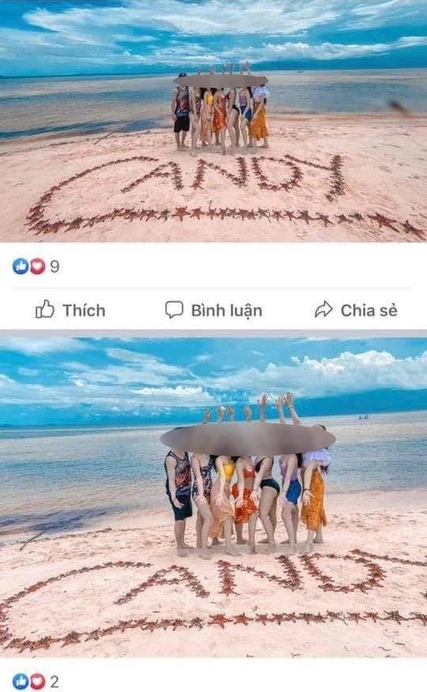 Hình ảnh nhóm bạn bắt rất nhiều sao biển lên bờ và xếp thành dòng chữ 'Candy' để chụp hình sống ảo gây bức xúc.