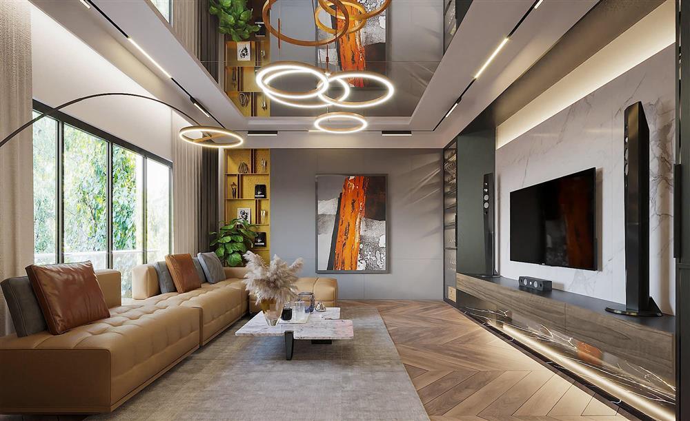 Không gian phòng khách sang trọng với nội thất được đầu tư hoành tráng. Ảnh: FB