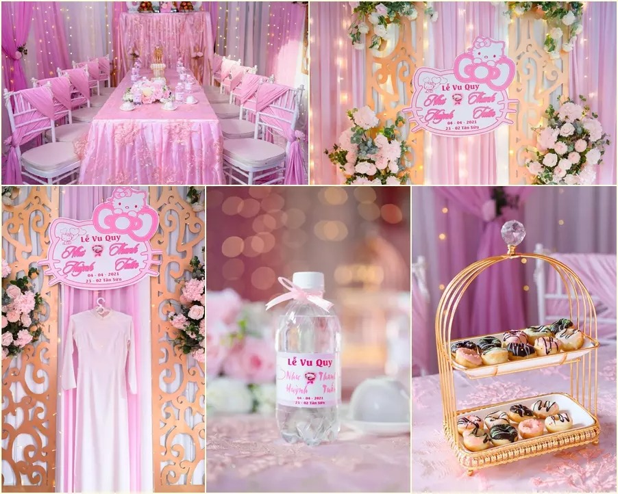 Cuồng màu hồng, cô dâu An Giang trang trí tiệc cưới ngập tràn chú mèo Hello Kitty - Ảnh 1 Cuồng màu hồng, cô dâu An Giang trang trí tiệc cưới ngập tràn chú mèo Hello Kitty - Ảnh 1