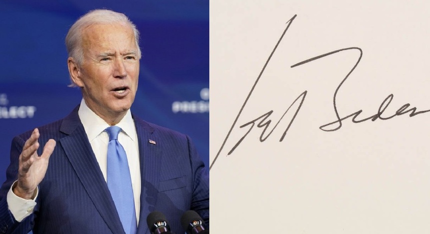 Dù phổ biến, chữ ký của ông Joe Biden gần như chưa được bất kỳ chuyên gia, nhà nghiên cứu chữ viết nào phân tích. Ảnh: Getty.