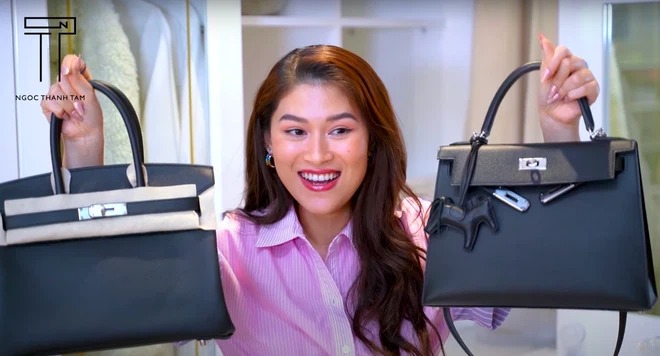Ngọc Thanh Tâm bỏ gần tỷ bạc để mua 2chiếc túi xách Hermes. Ảnh cắt clip