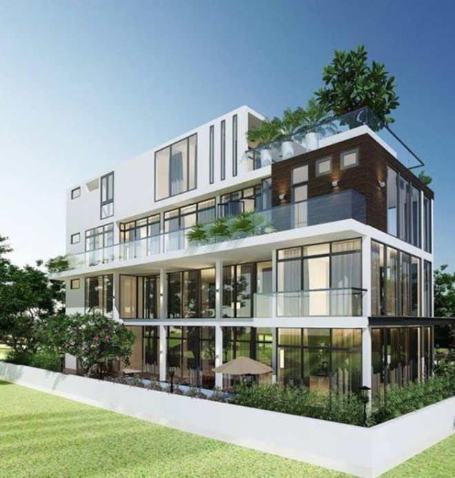 Căn nhà được thiết kế với tông màu chính là màu trắng với nhiều cửa sổ kính trong suốt có thể nhìn ra bên ngoài bể bơi và sân vườn. Căn nhà được thiết kế với tông màu chính là màu trắng với nhiều cửa sổ kính trong suốt có thể nhìn ra bên ngoài bể bơi và sân vườn.